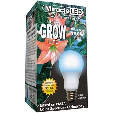 Miracle LED Commercial Hydroponic Ultra Grow Lite, Replaces up to 150W, Blue Spectrum LED Grow Bulb for Seed Starting